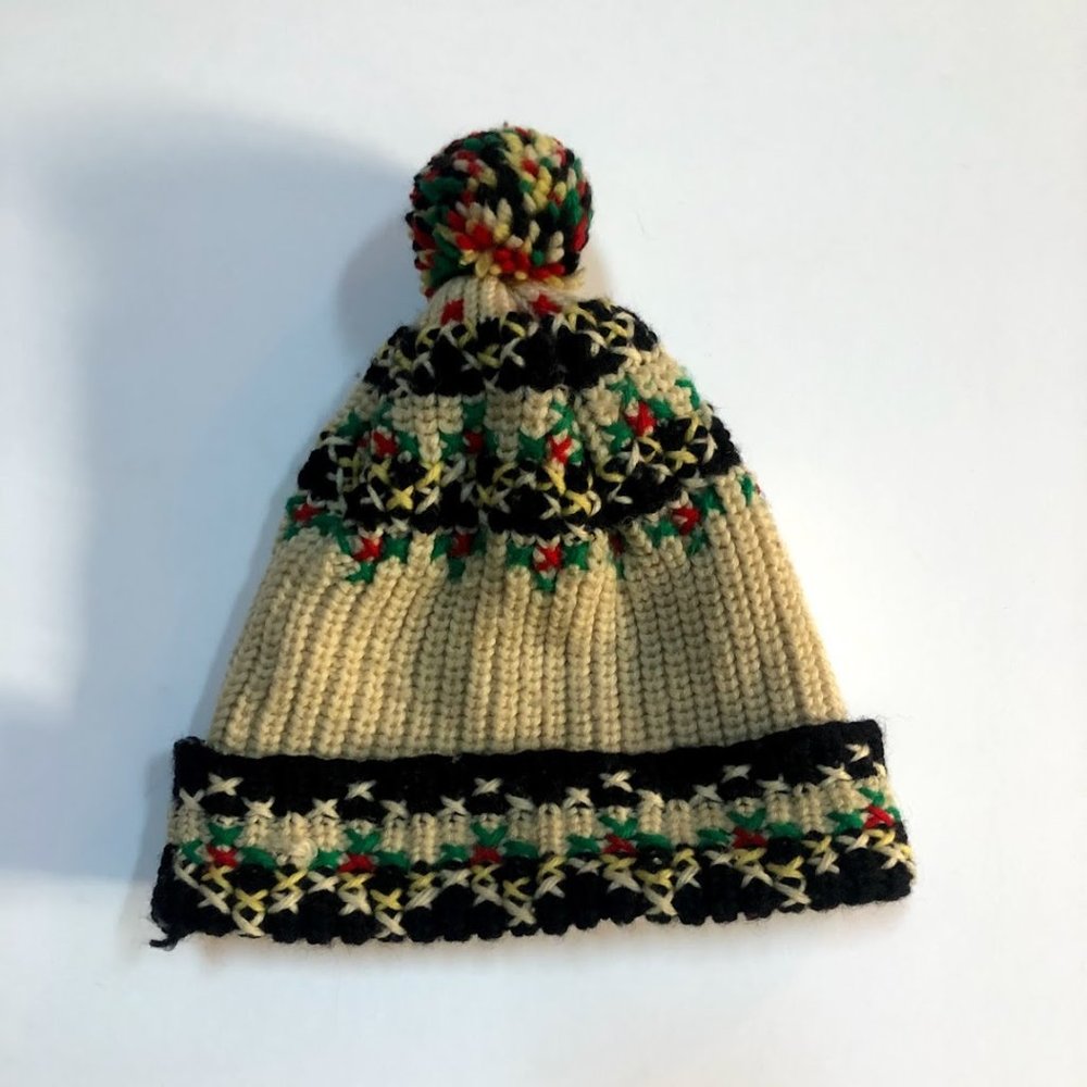VINTAGE 60s Canadian Wool Beanie with Pom